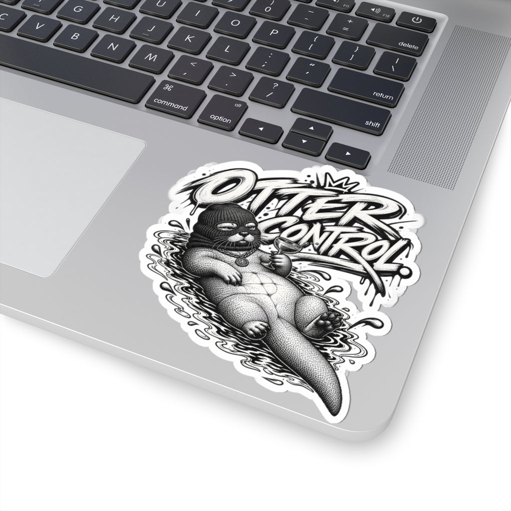 Otter Control Kiss-Cut Sticker — Black & White Lounge Otter Vinyl Decal | ARAW