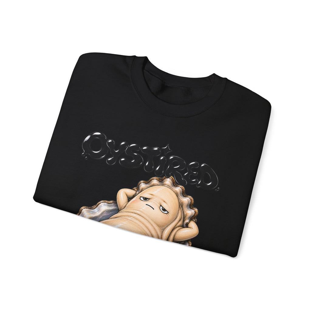 Oystired Crewneck Sweatshirt — Funny Relaxed Oyster Graphic Pullover