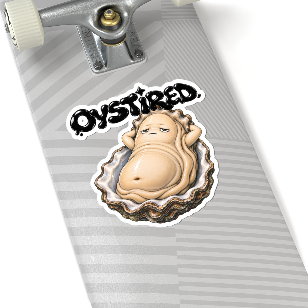 Oystired Kiss-Cut Sticker — Funny Tired Oyster Vinyl Decal | ARAW