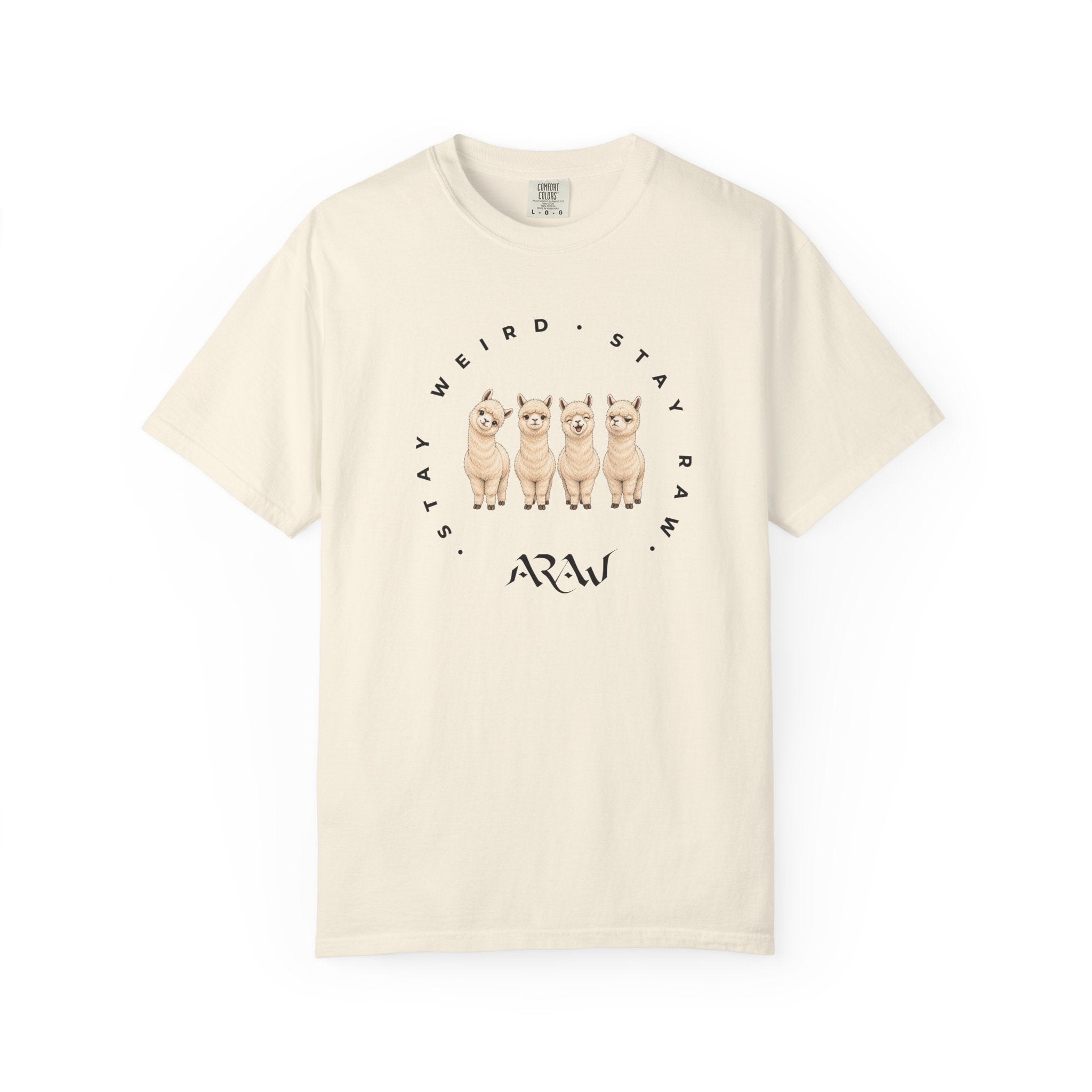 ARAW Illustration T-shirt — "Spit Happens" Funny Alpaca Tee