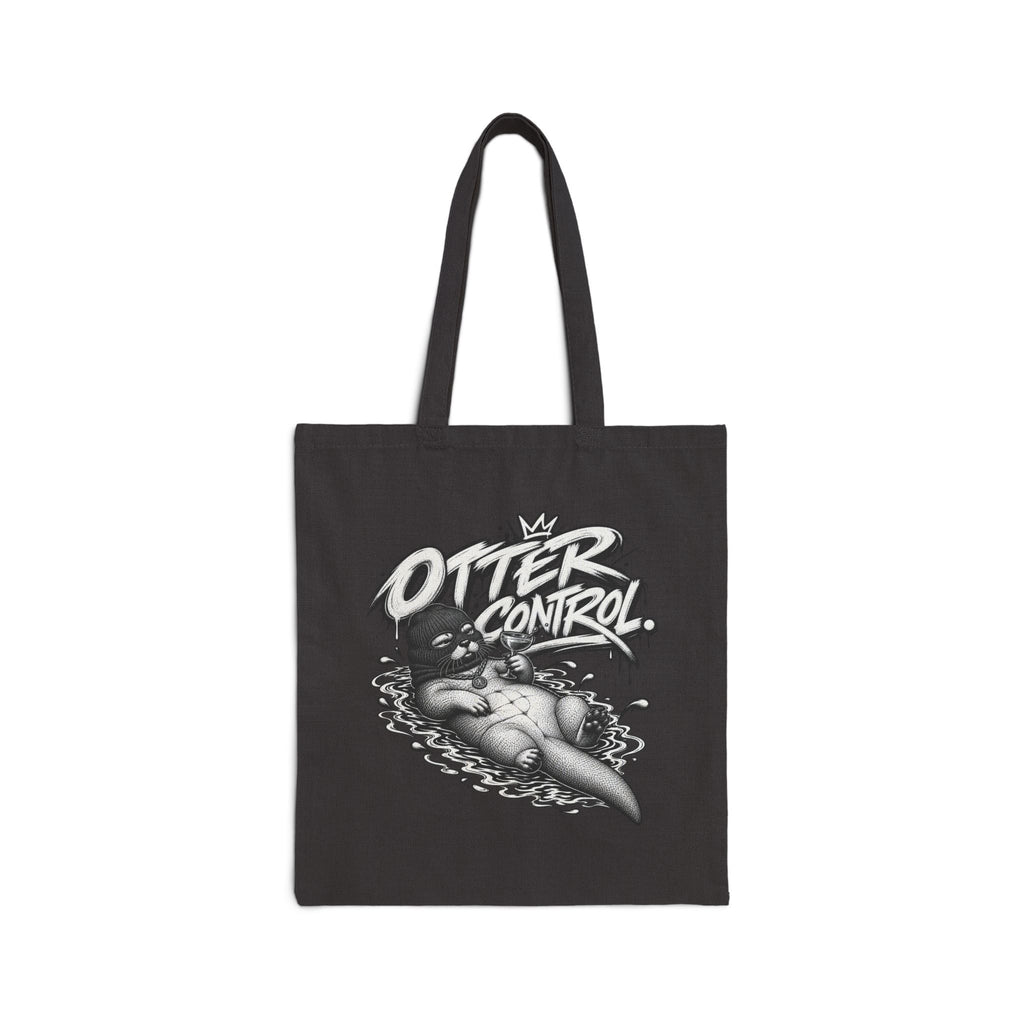 Otter Control Canvas Tote Bag — Retro Otter Illustration Cotton Shopper | ARAW