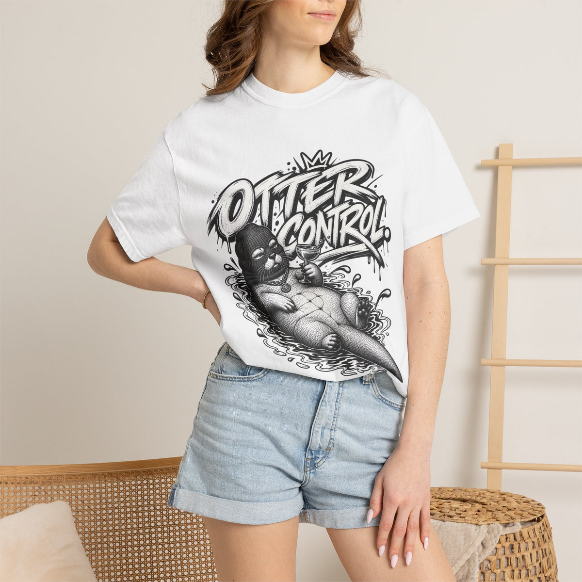 Otter Control Graphic T-Shirt — River Otter Illustration Tee | ARAW