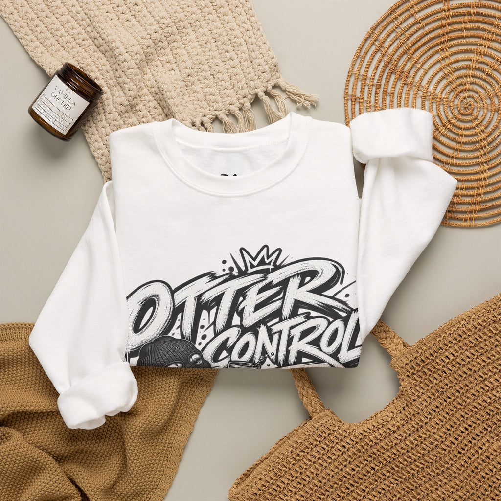 Otter Control Crewneck Sweatshirt — River Otter Graphic Pullover | ARAW
