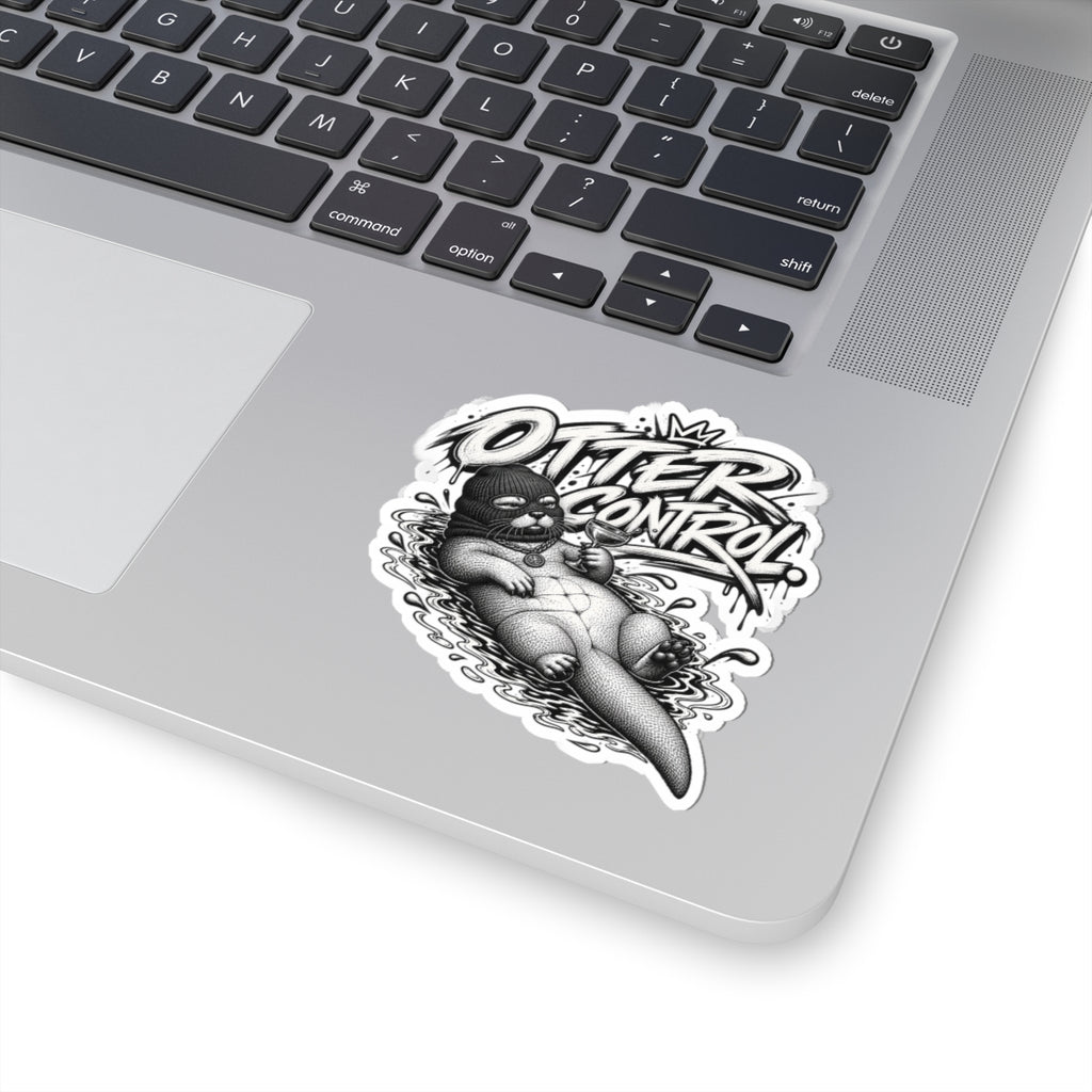 Otter Control Kiss-Cut Sticker — Black & White Lounge Otter Vinyl Decal | ARAW