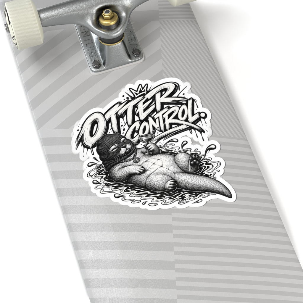 Otter Control Kiss-Cut Sticker — Black & White Lounge Otter Vinyl Decal | ARAW