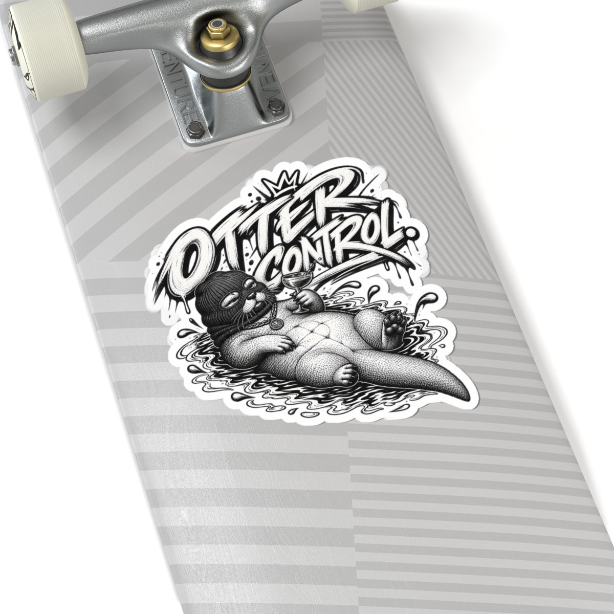 Otter Control Kiss-Cut Sticker — Black & White Lounge Otter Vinyl Decal | ARAW