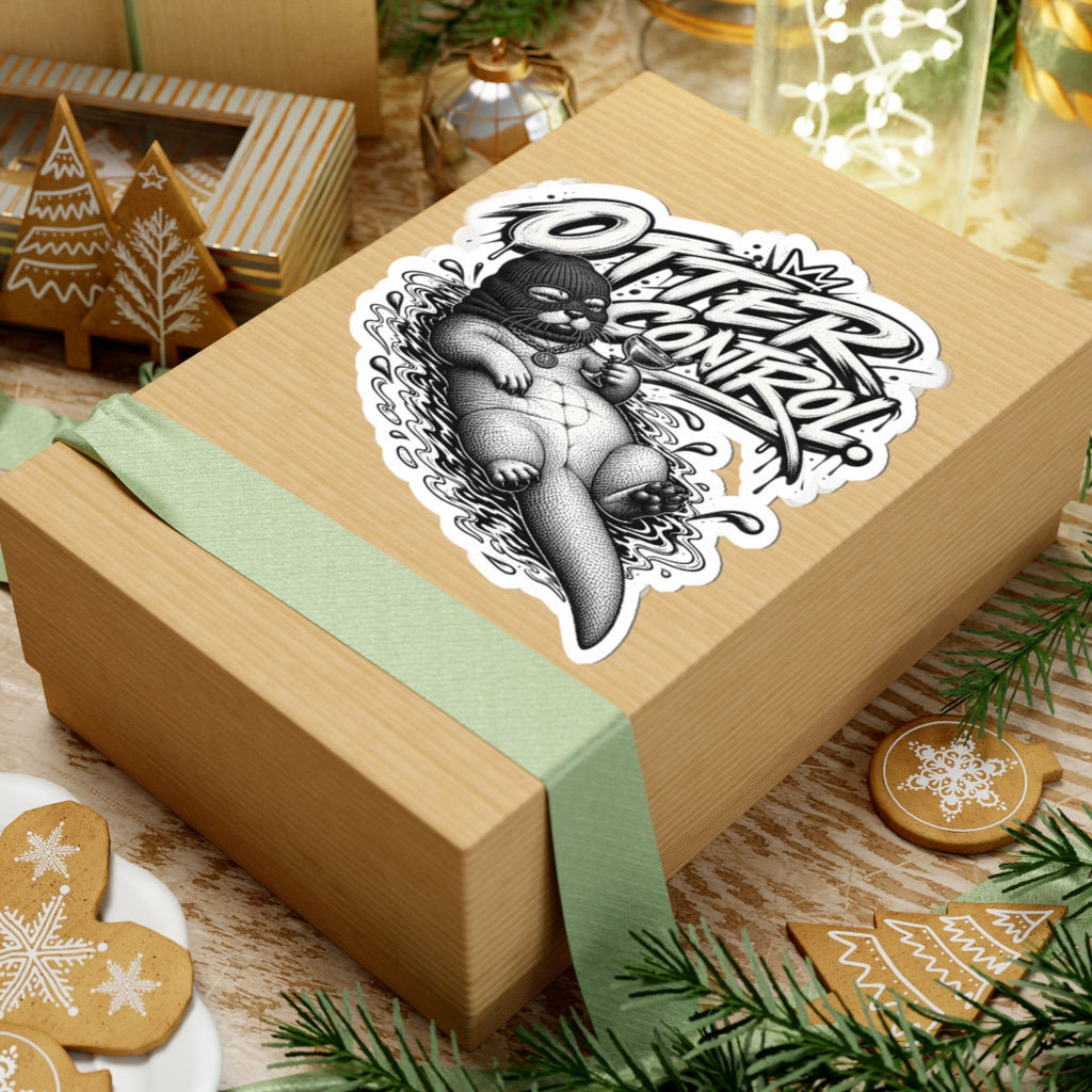 Otter Control Kiss-Cut Sticker — Black & White Lounge Otter Vinyl Decal