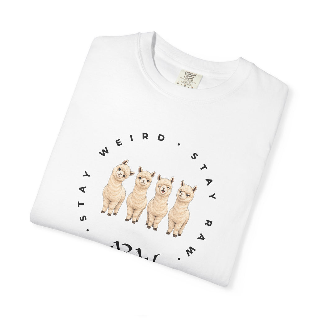 Spit Happens Funny Alpaca Tee — Garment-Dyed Graphic T-Shirt | ARAW
