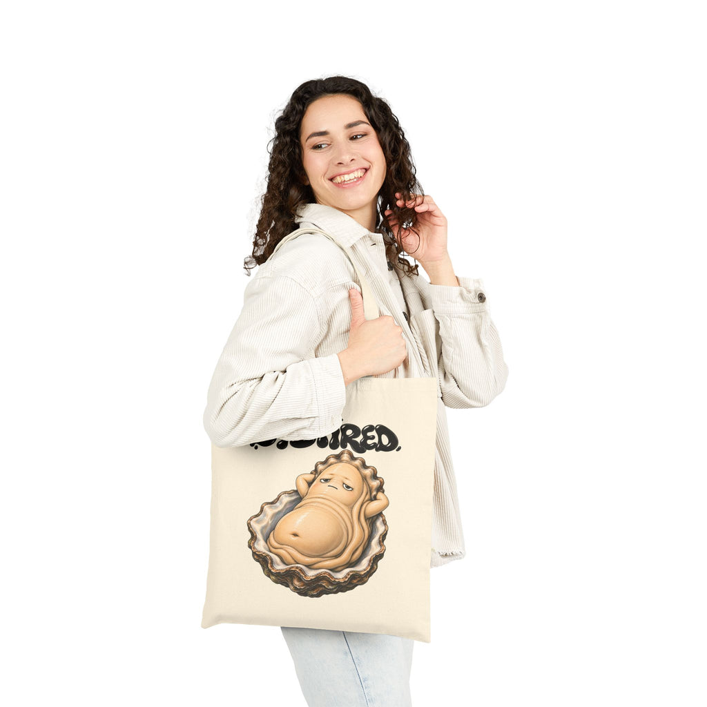 Oystired Canvas Tote Bag — Funny Lazy Oyster Beach Grocery Tote