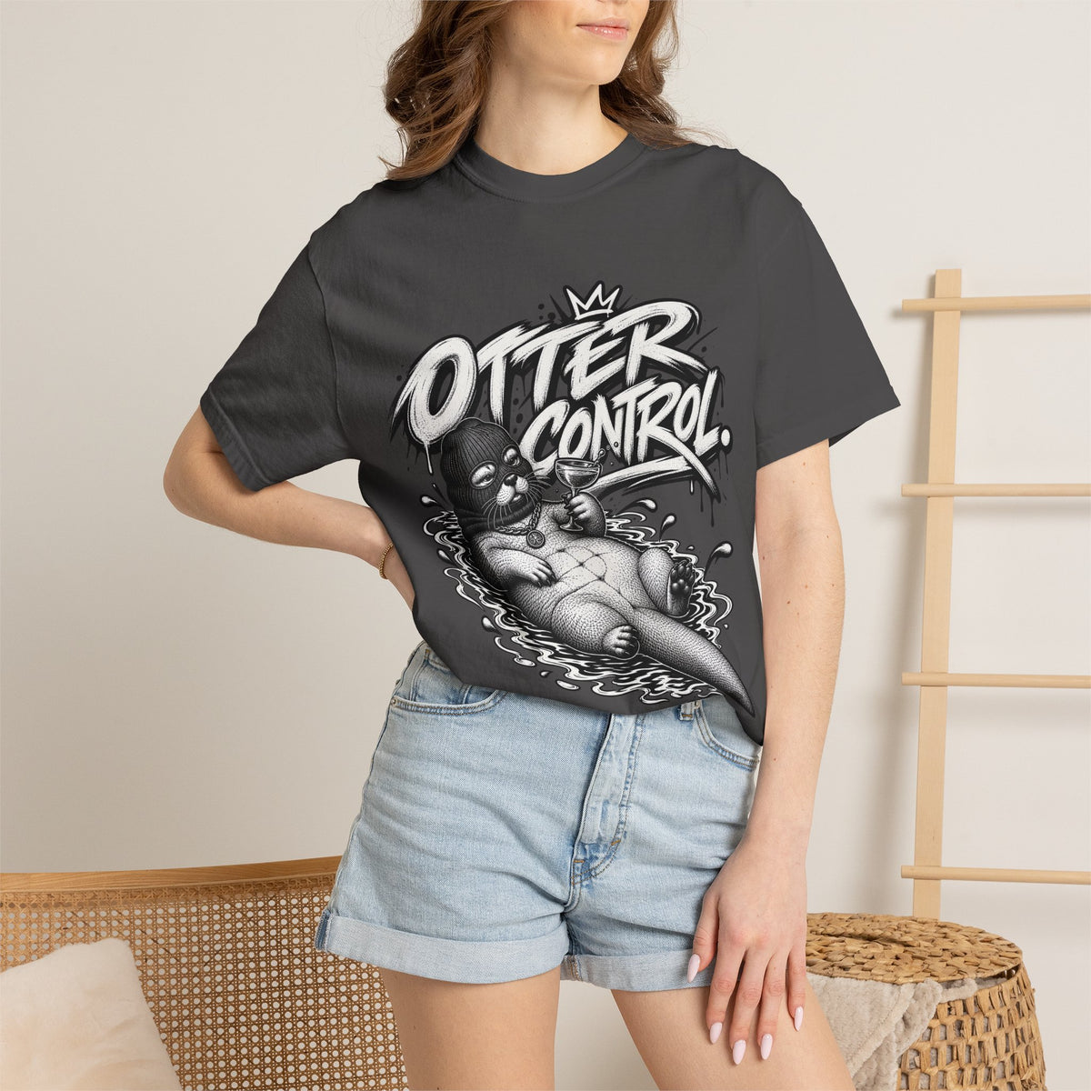 Otter Control Graphic T-Shirt — River Otter Illustration Tee | ARAW