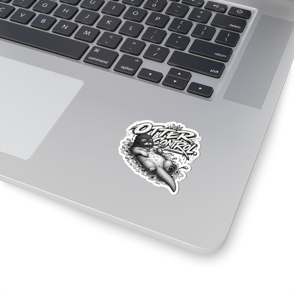 Otter Control Kiss-Cut Sticker — Black & White Lounge Otter Vinyl Decal | ARAW