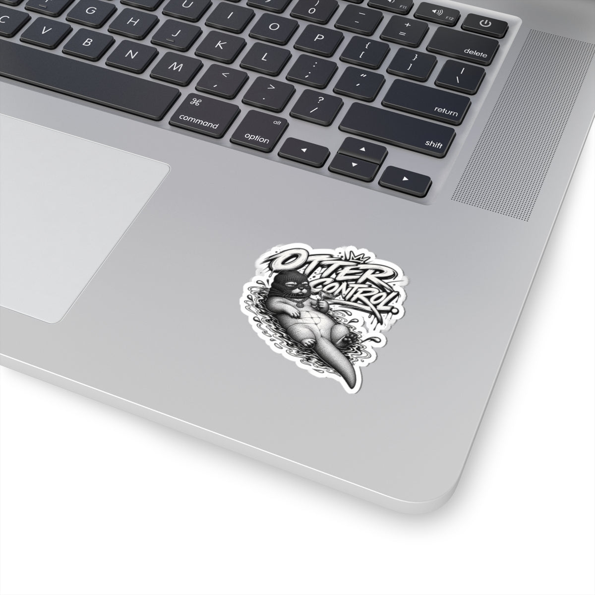 Otter Control Kiss-Cut Sticker — Black & White Lounge Otter Vinyl Decal | ARAW