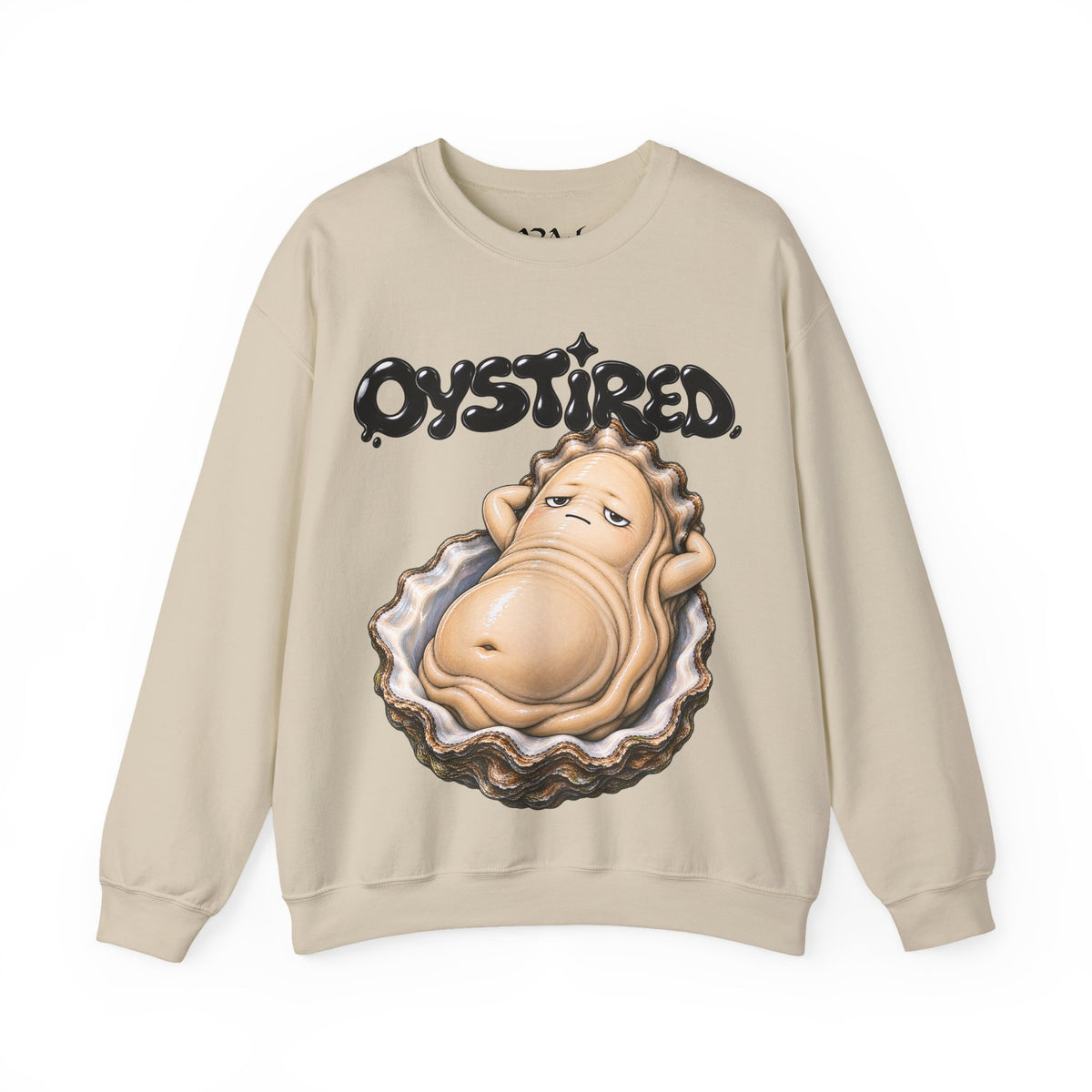 Oystired Crewneck Sweatshirt — Funny Oyster Graphic Pullover | ARAW