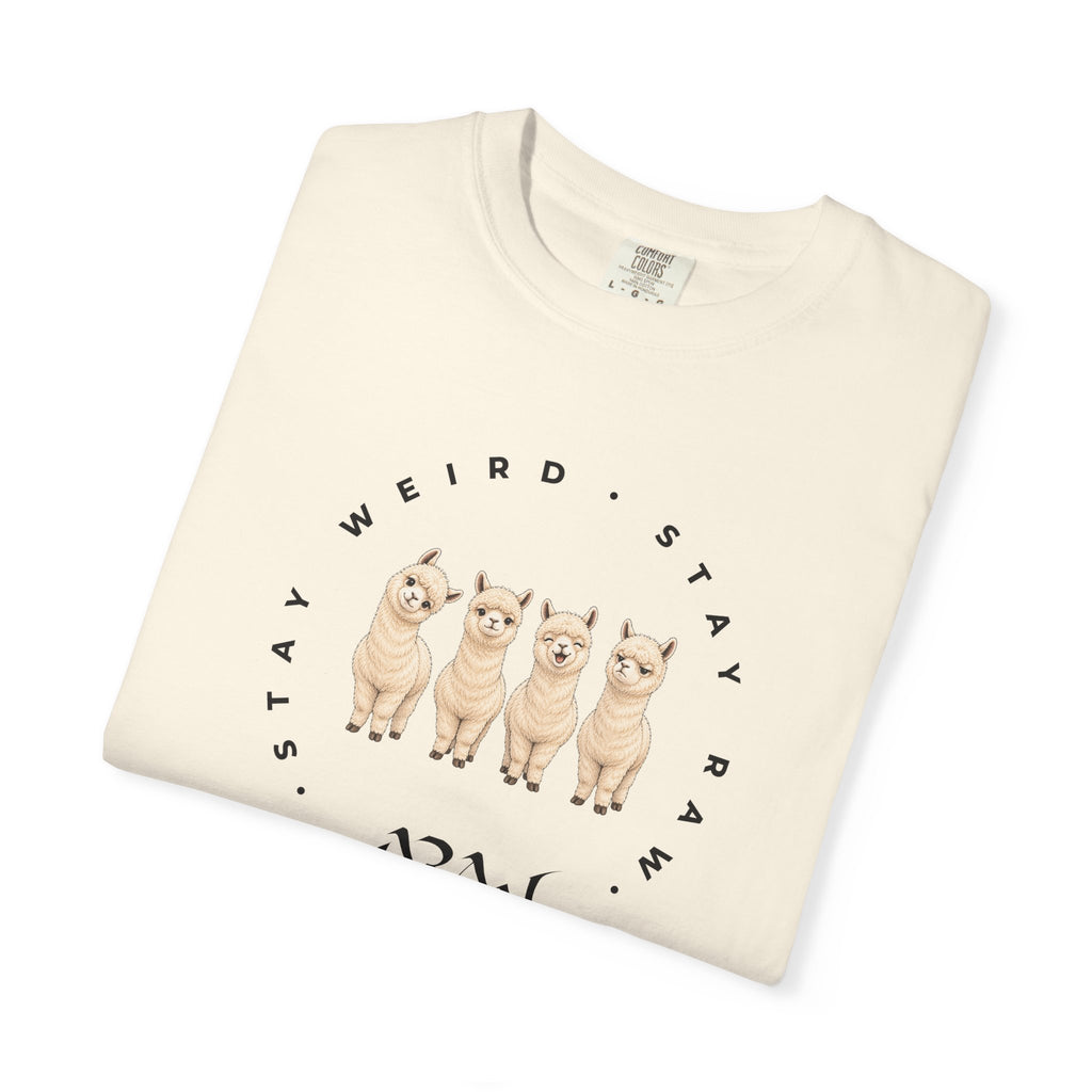 Spit Happens Funny Alpaca Tee — Garment-Dyed Graphic T-Shirt | ARAW