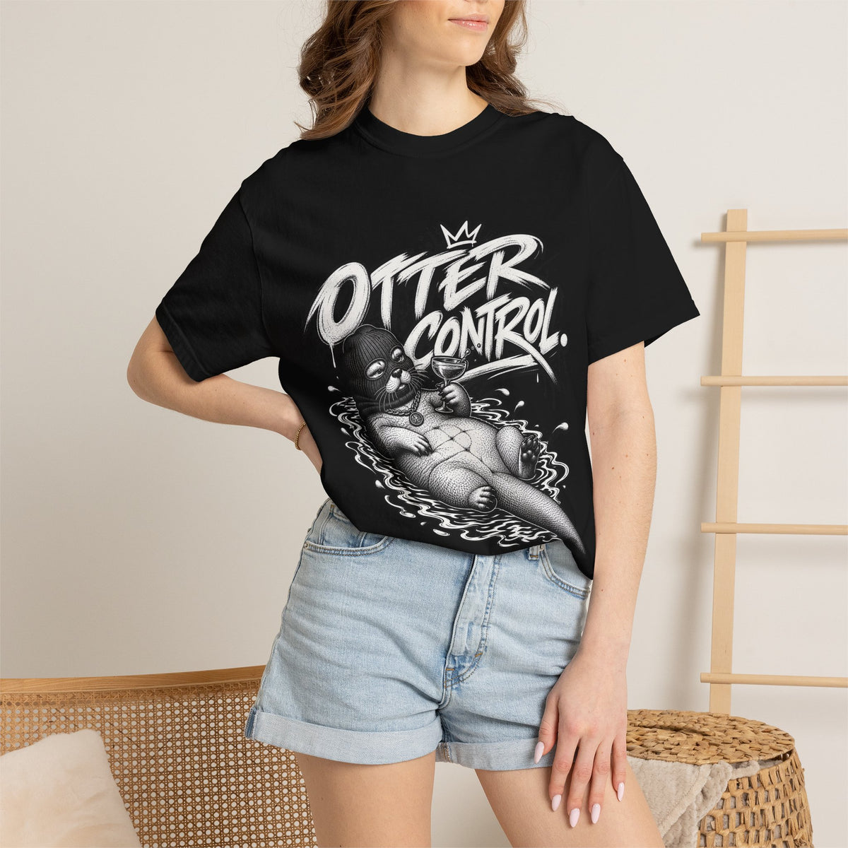 Otter Control Graphic T-Shirt — River Otter Illustration Tee | ARAW