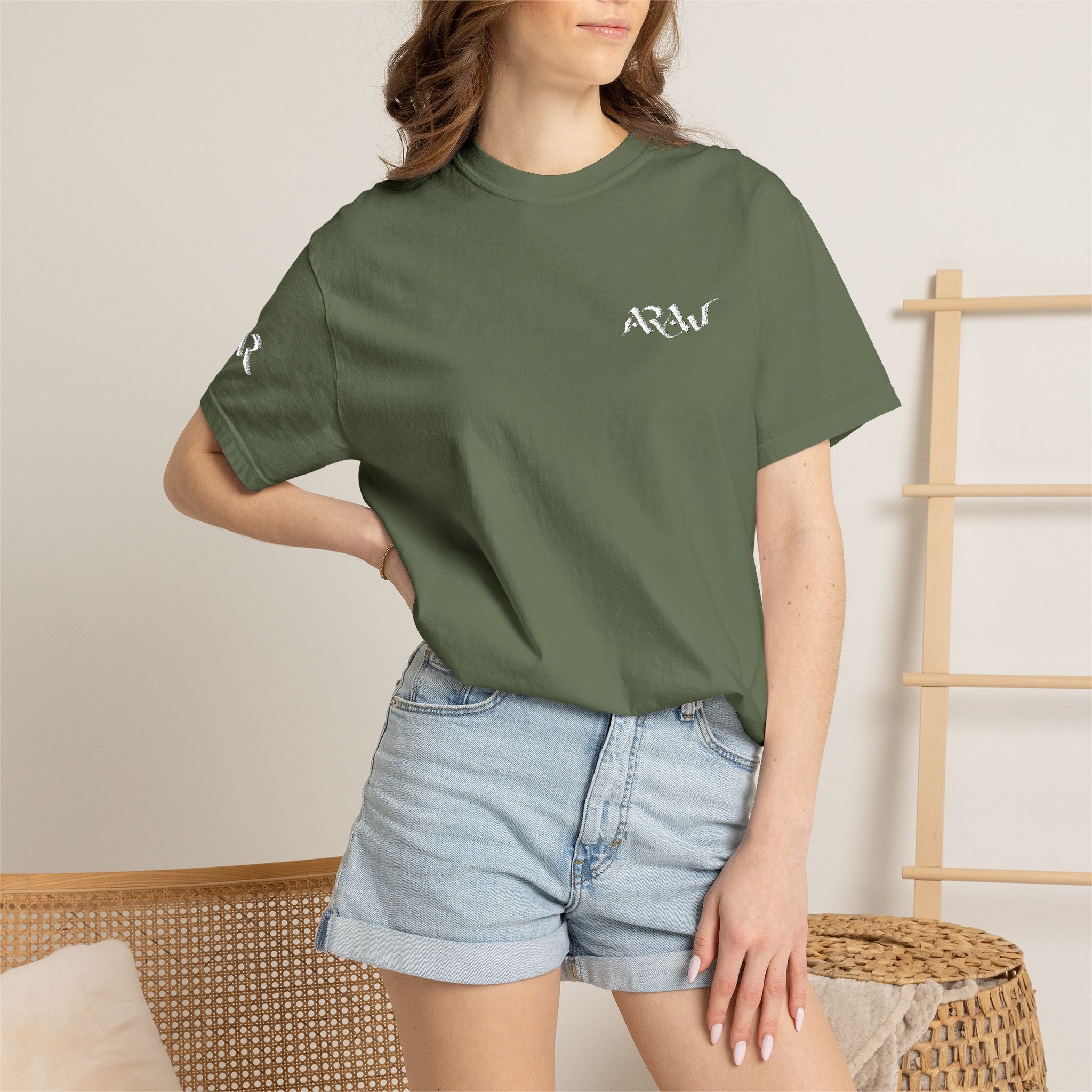 ARAW Logo tee T-Shirt | Chest and Sleeve Embroidered Logo